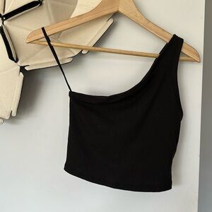 NWT pink Victoria’s Secret XS one shoulder tank top, black built-in bra